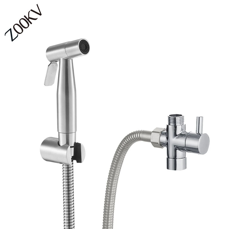304 Stainless Steel Shower Set Spray Bidet Tap Bathroom Toilet Head Handheld with Flexible Hose and Holderhandheld