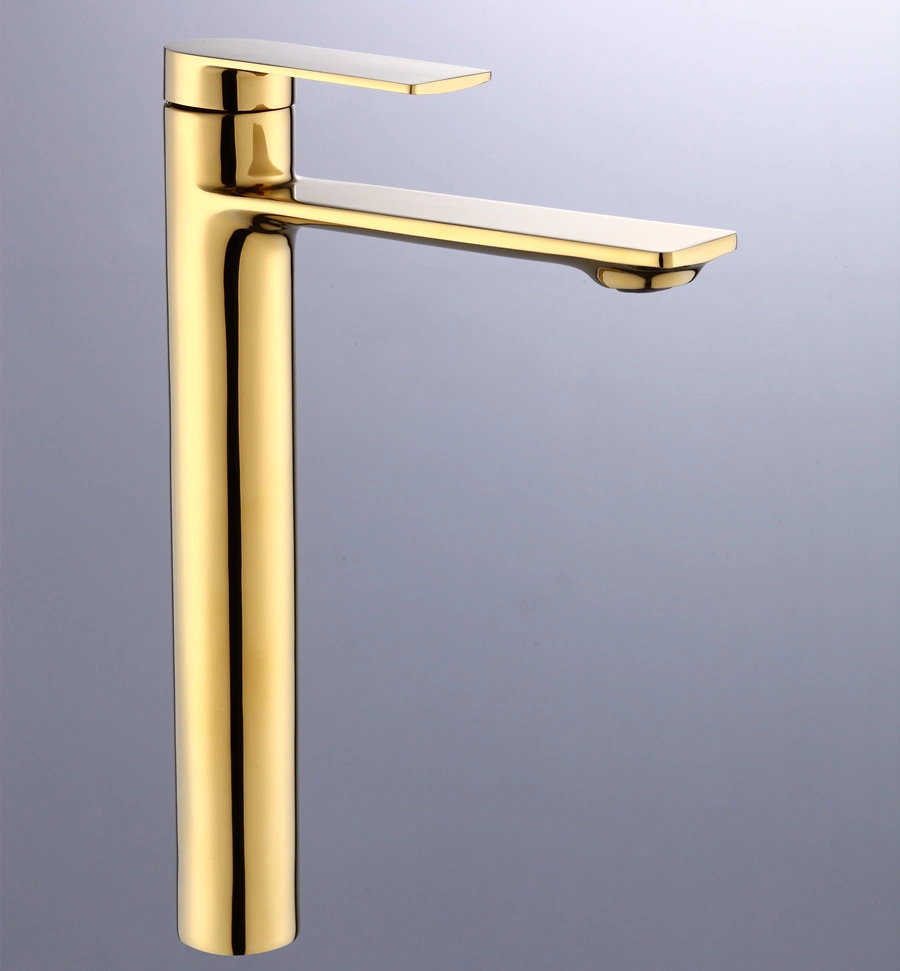 Modern Single Handle Bathroom Taps Golden Brass Wash Basin Faucet