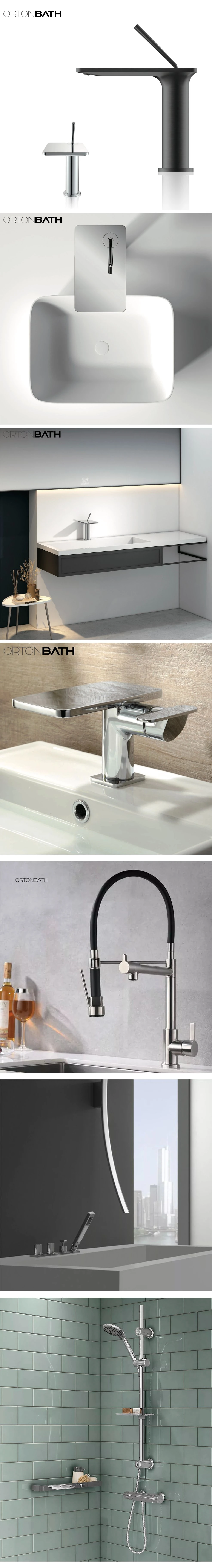 Ortonbath Australian Bathroom Black Golden Brass Wall Mounted Single Lever Cold and Hot Sink Faucet Basin Mixer Water Tap