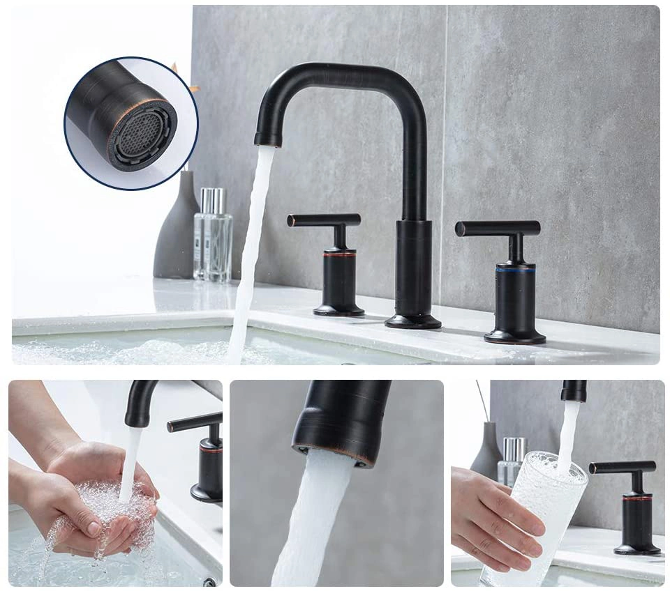 China Manufacturer 3 Holes Cupc Brass Body 8 Inch Widespread Bathroom Water Faucet Basin Tap