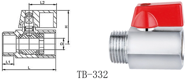 50% off 1/4&quot;, 3/4&prime; &prime; , 1/2&quot; Male-Female Brass Mini Ball Valve with High Quality Chrome Plated (TB-332)