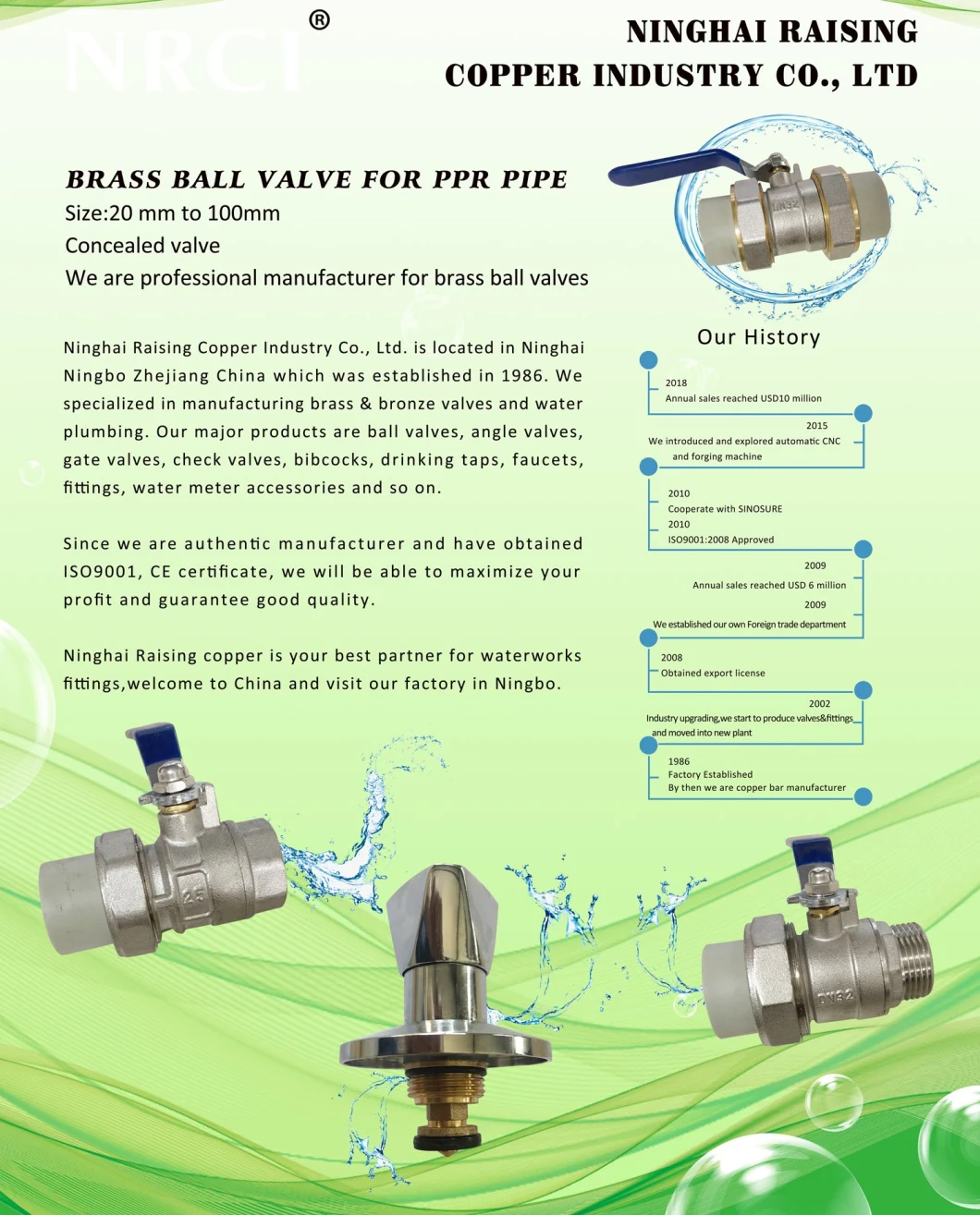 Brass Ball Valve From 1/4&quot; to 4&quot; Conform with Bsen 13828-2003
