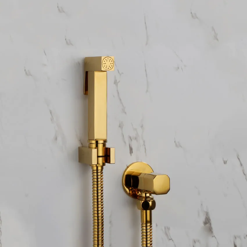 Sanitary Ware Square Brass Portable Bathroom Bidet Faucet Handheld Toliet Bidet Sprayer Kit