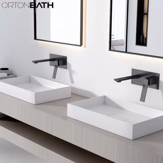 Ortonbath Australian Bathroom Black Golden Brass Wall Mounted Single Lever Cold and Hot Sink Faucet Basin Mixer Water Tap
